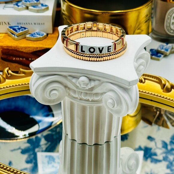 🆕 ROXANNE ASSOULIN 🧿 NWOT Golden LOVE Bracelet Set - Set of 2 - Picture 5 of 16